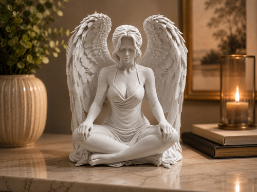 Seated angel figurine - seated,