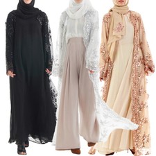 Sequins Open Abaya Dubai Kaftan Kimono Cardigan Muslim Women Maxi Dress Caftan