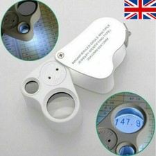 60X 30X Glass Magnifying Magnifier Jeweler Eye Jewelry Loupe Loop & LED Light UK