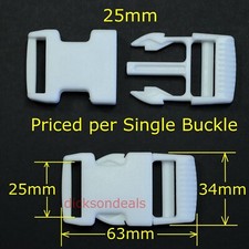 Side Release Clip Buckle for 25 mm 1 Inch Webbing Strap White Delrin Plastic