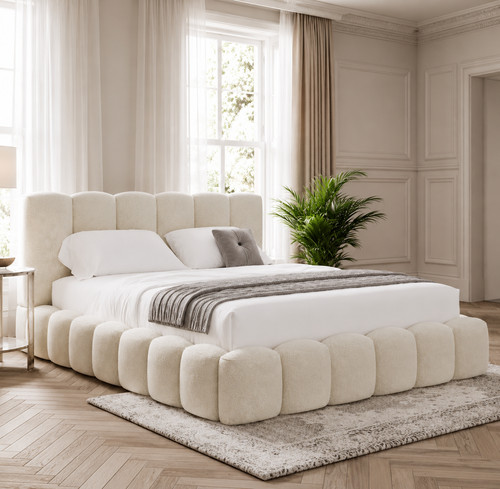 Cloud teddy boucle fabric bed - boucle,