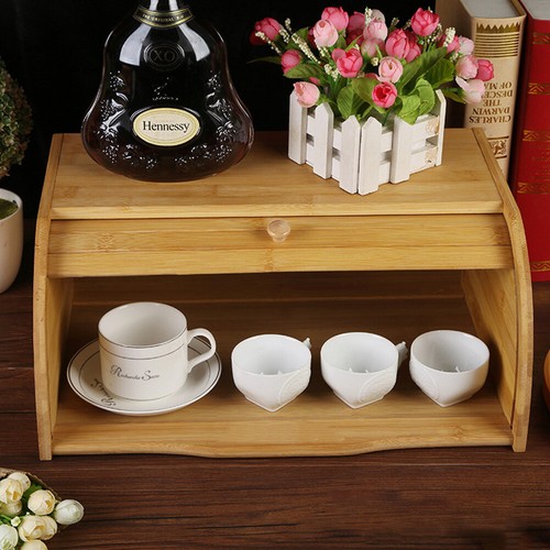 Bamboo wooden bread bin - bamboo,