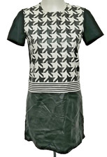 Sportmax Code Black White Dress Leather Skirt Short Sleeve Size Small Designer