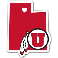 utah utes state shape logo with heart vinyl decal