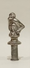Seated Monkey, Silver Metal, Car Hood Mascot?