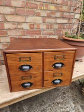 Vintage industrial pine 4 draw index filling cabinet by Durrant & Son Ltd