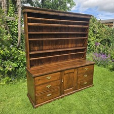 Large Antique Farmhouse Pine Dresser.  Oak Colour.  Kitchen/ Pantry 