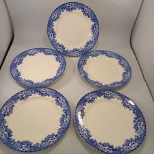 blue white lunch plates x5