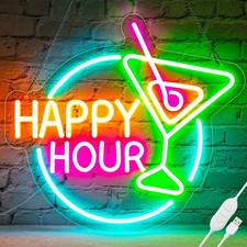 Happy Hour LED Neon Bar Sign