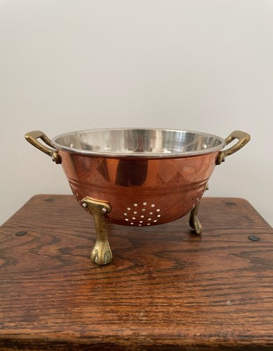 Vintage copper footed - footed, colander