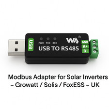 USB to RS485 Modbus Adapter for Solar Inverters – Growatt / Solis / FoxESS – UK