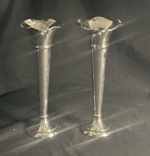 Vintage Antique Pair Walker & Hall Silver Plate EPNS A1 Posy Bud Vase 8 3/4” W&H