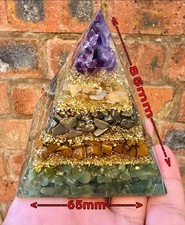 7 Chakra Money Orgonite Pyramid 85mm Healing Crystal Energy Money Booster Gift