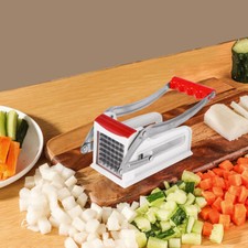 Stainless Steel Potato Chipper Chip Chopper Cutter Slicer Maker & 2 Steel Edges