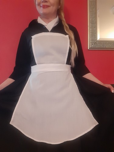Small white nurse apron - white,