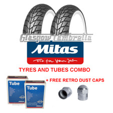 2 x MITAS MC20 WHITEWALL TYRES + INNER TUBES LAMBRETTA Li TV SX GP P Rated 93mph