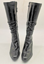 Tamaris Black Leather Knee Length Boots, Size UK 5 Eur 38 (with boot trees)