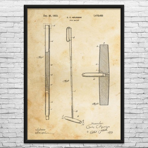 Polo mallet patent wall art - mallet,