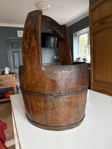 Antique wooden well bucket - antique,