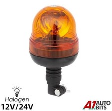 Rotating Flashing Amber Beacon Flexible DIN Pole Mount Tractor Warning Light