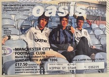OASIS USED TICKET MAINE RD SUNDAY 28TH APRIL 1996 + COACH TICKET MANCHESTER