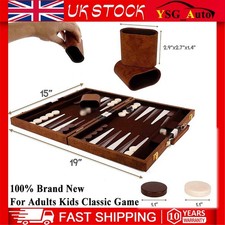 18" Premium Leather Backgammon Set Classic Board Game for Adults & Kids AU POST