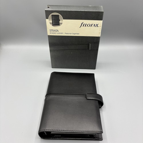 Black leather filofax - black, a5