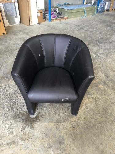Black faux leather tub - tub, chair