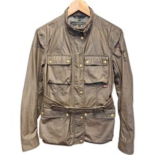Belstaff Womens Roadmaster Waxed Cotto Jacket Khaki Olive Green EU Size 46 UK 14