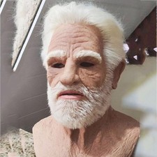 Realistic Halloween Latex Human Mask Wrinkle Face Mask Old Man Head Headwear