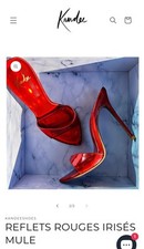 Kandee Shoes High Heels, Red Iridescent Stiletto 'Reflets Rouges Irises Mule' 36