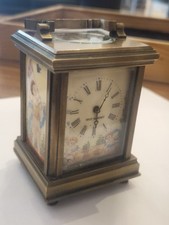 MINIATURE CARRIAGE CLOCK Clock BEAUTIFUL ENAMEL PAINTING CIRCA 20TH CENTURY 