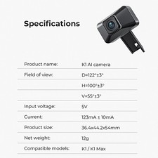 K1 AI Camera 3D Printers HD Quality Time-lapse Filming Fr K1/K1MaxUK