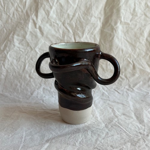 Brown ceramic goblet - brown,