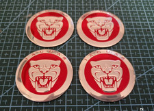 4 X Jaguar cat centre cap badges WHEEL CAPS COVERS ALLOY JAGUAR CARS RED 57MM