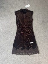 Zara Dark Brown Velvet Lace Dress Size Medium
