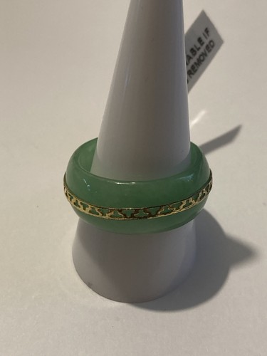 Green jade band ring with - green,