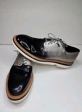 CESARE PACIOTTI MEN'S BLACK GREY PATENT LEATHER OXOFRD SHOES 49602 UK 10 /US 11