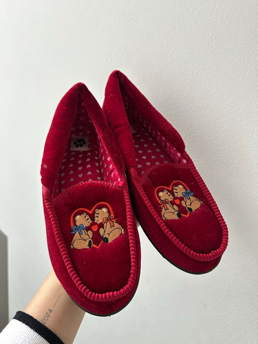 Vintage red slip slippers - vintage,