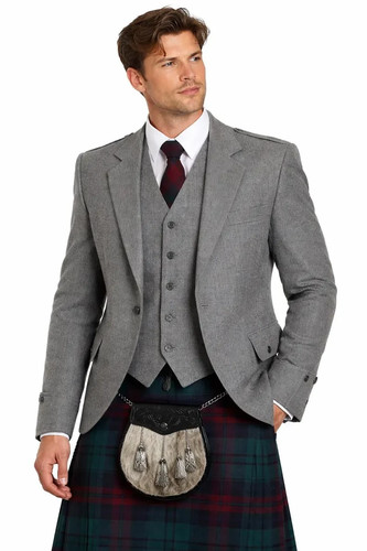 Men scottish grey wool - men's,