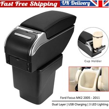 Dual Layer Armrest Centre Console Storage Box For Ford Focus MK2 2005-2011 