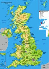 MAP OF THE UK  A3 GLOSSY