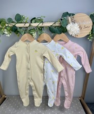 Mamas & Papas Baby Girls Set Of 3 Preloved Sleepsuits Upto 1 Month