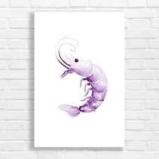 Aqua Blue Shrimp Purple Canvas Print Large Picture Wall Art
