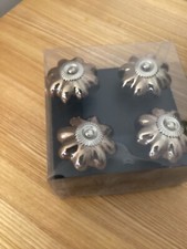 4 Ceramic Door Knobs Pale Gold