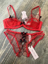 Agent Provocateur "LORNA" Red Bra 34C & Ouvert Knickers AP2 SMALL - NEW & TAGS!