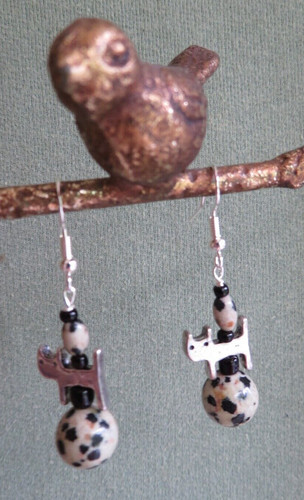 Silver tone cat with dalmation - with,