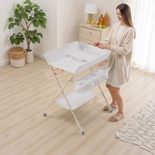Baby Changing Table with Shelf White Diaper Station Unit Pad Storage Nursery NEW