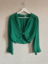 Zara Green Cropped Tie Front