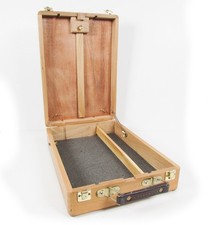 Vintage Wooden Artist Box Easel Travel Case Beech Wood 15x10.5x3.25 inches